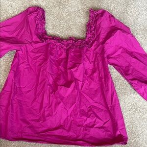 J. Crew Pink Ruffle Neck Top